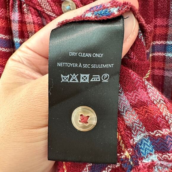 ANTHROPOLOGIE | Pilcro Red Plaid Button Front Long Sleeve Blouse | Medium - Picture 8 of 8